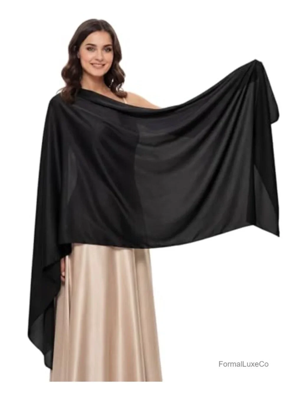 Satin Shawl Wrap for Evening Dresses Elegant Soft Silky Wedding Bridal Scarf